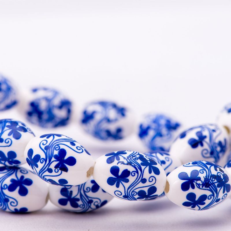 Ceramica flori albastre tuburi 11x17 mm - magazinuldepietre.ro