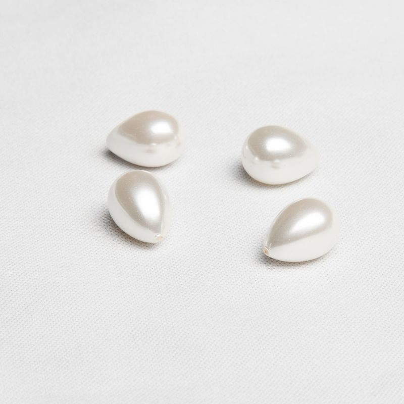 Scoica alb perlat picaturi de lipit 10x14 mm - 2 buc - magazinuldepietre.ro