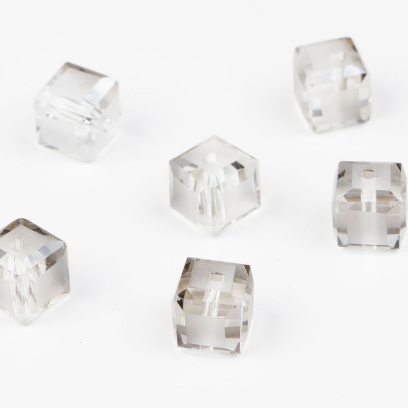 Cristal gri efecte cub cu fatete 10 mm - 10 buc - magazinuldepietre.ro