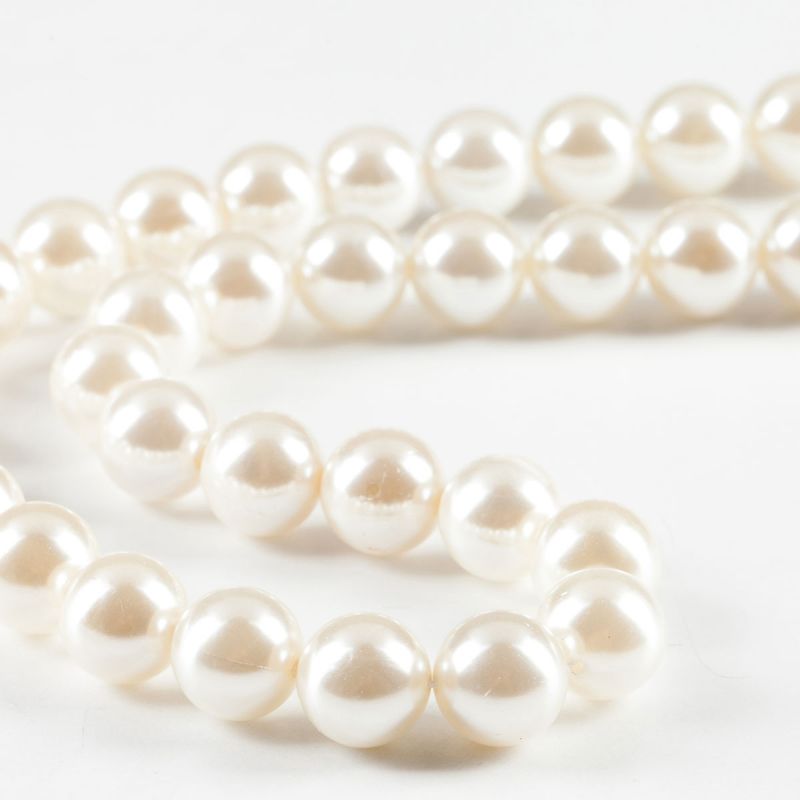Scoica alb perlat sfere 12 mm - magazinuldepietre.ro
