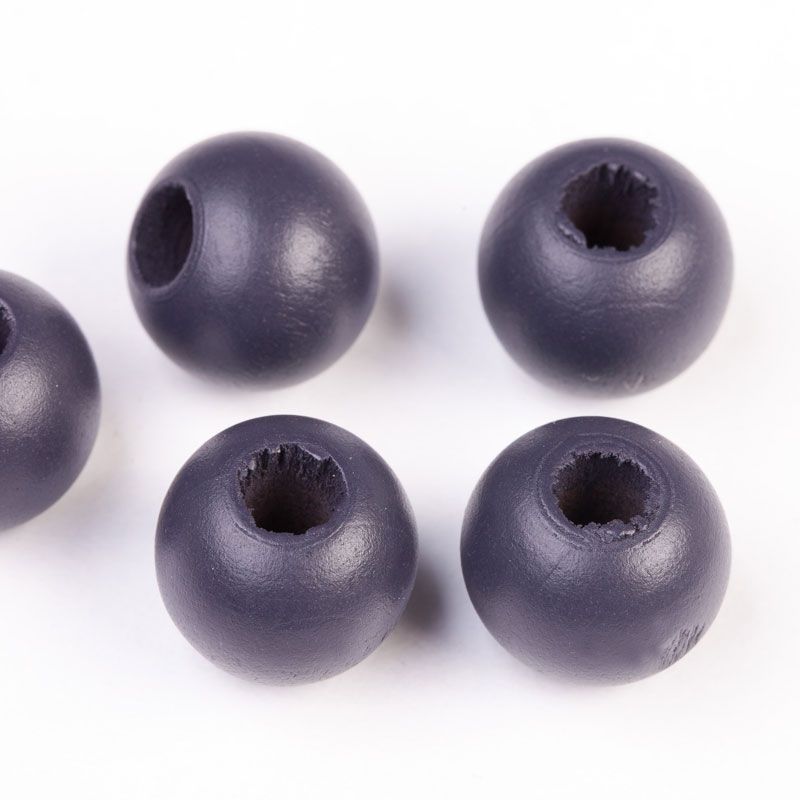 Lemn vopsit negru sfera 14 mm orificiu 4.5 mm - 20 buc - magazinuldepietre.ro
